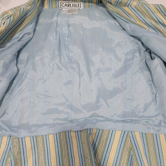 VINTAGE Carlisle Striped Silk Lined Jacket Blazer Career Size 6 - Picture 8 of 15
